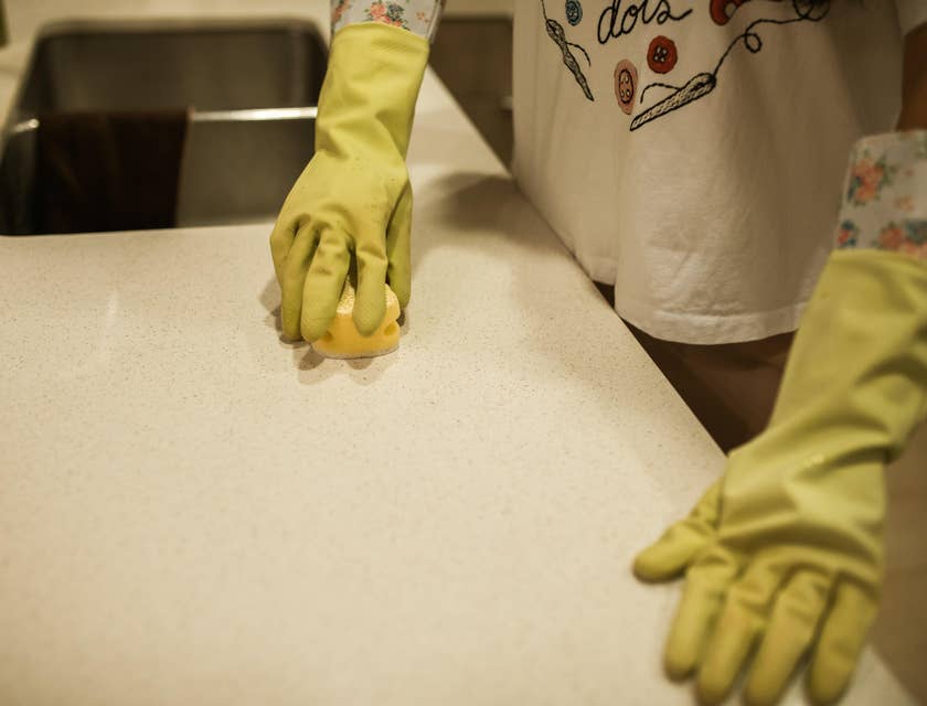 House Sitter wiping down a kitchen counter