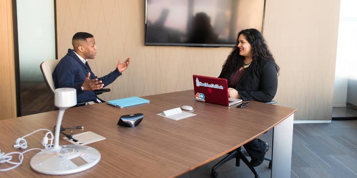 An HR supervisor conducting an interview.