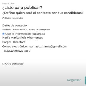 Incluye tus datos de contacto.