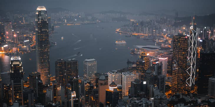 View of Hong Kong at night.