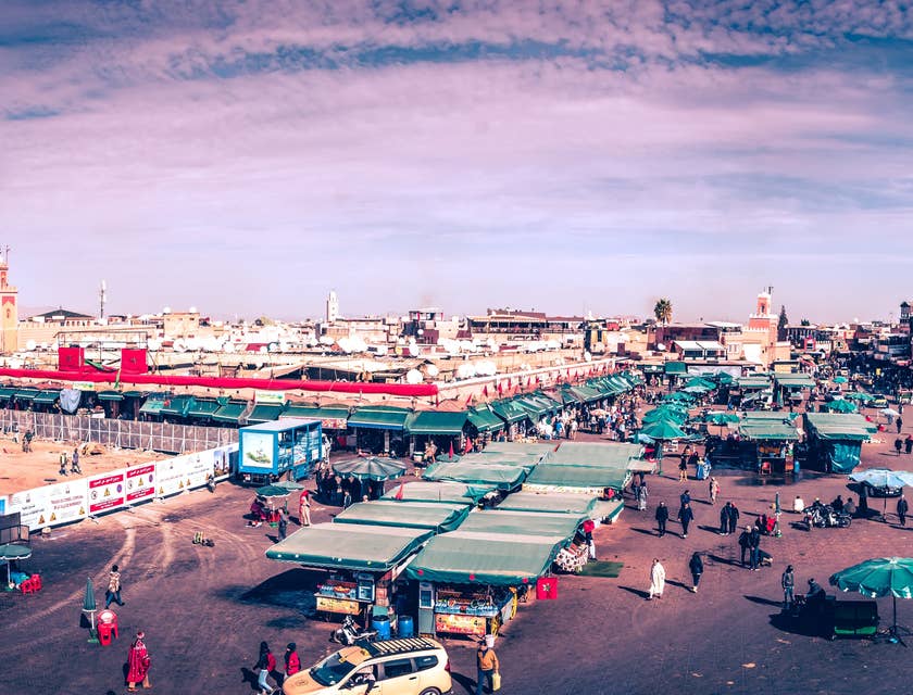 View of a Marrakesh marketplace.