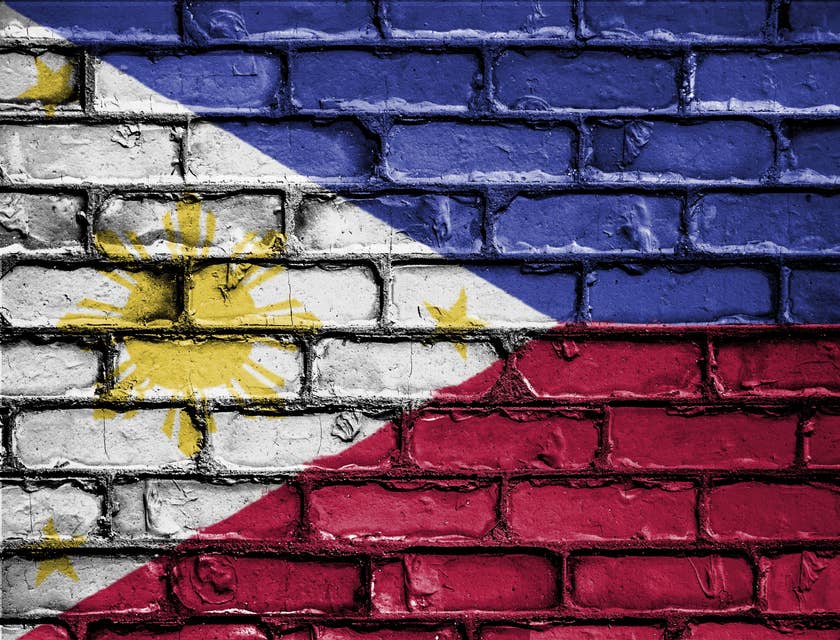 Flag of the Philippines painted on brickface.