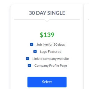 Select a job posting package.