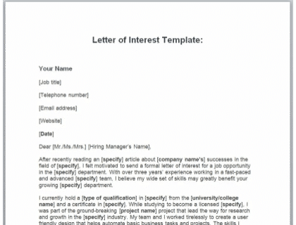 how to write a letter of interest sample