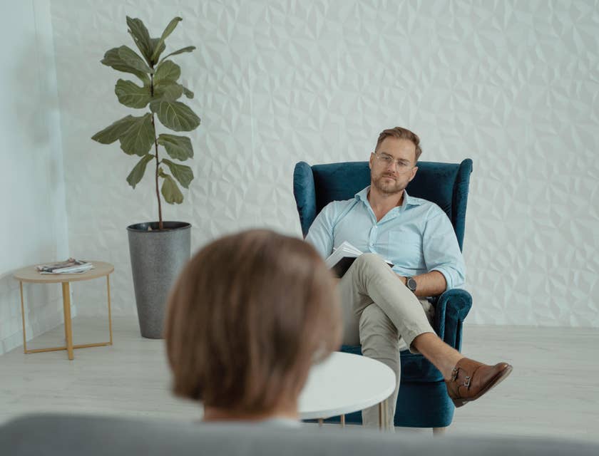 Life coach collaborating with the client in identifying internal roadblocks.