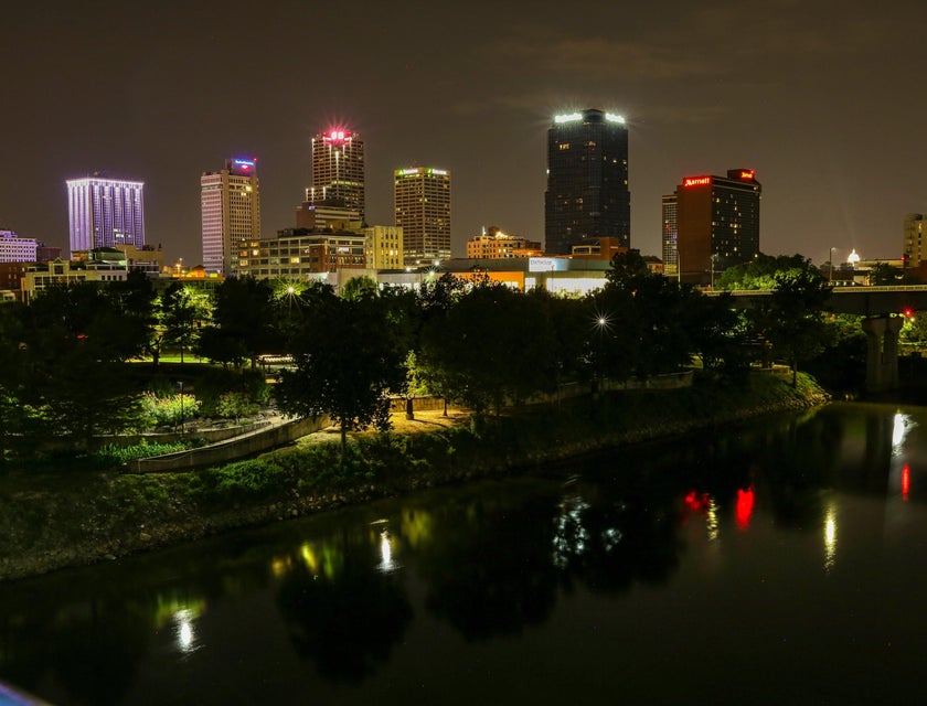 The Little Rock city skyline at night.