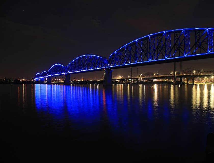Big Four Bridge at night in Louisville, Kentucky.