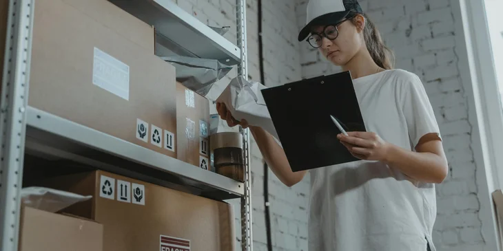 A mail processing clerk sorting different types of mail.