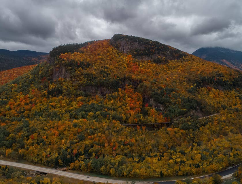 New Hampshire countryside with a cloudy sky.