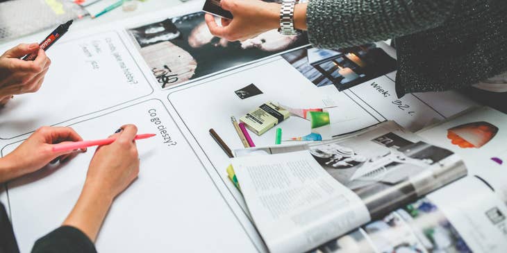 Marketing Assistant creating marketing materials to be used in a presentation