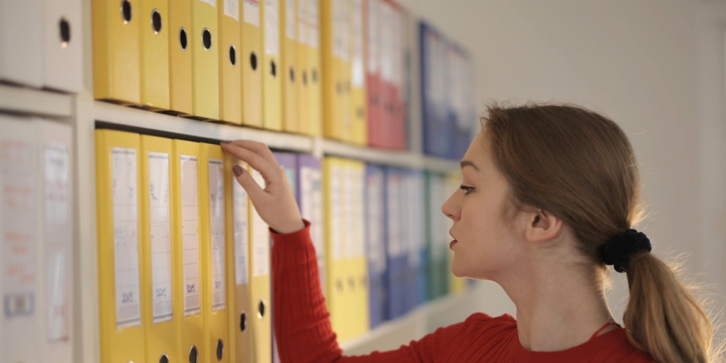Medical records clerk makes sure all medical records are protected.
