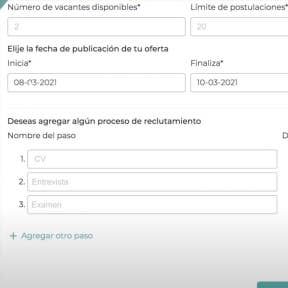 Menciona los datos de reclutamiento de tu empresa.