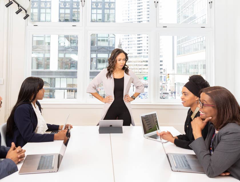 Merchandising manager in a meeting with the marketing department discussing new projects and campaigns