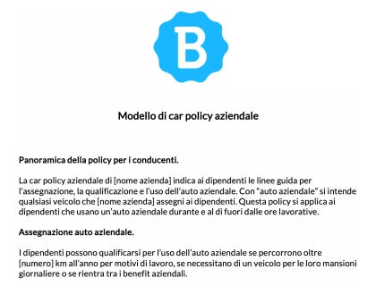 Car policy aziendale
