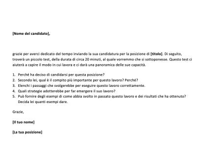 Modello di email di selezione iniziale dei candidati