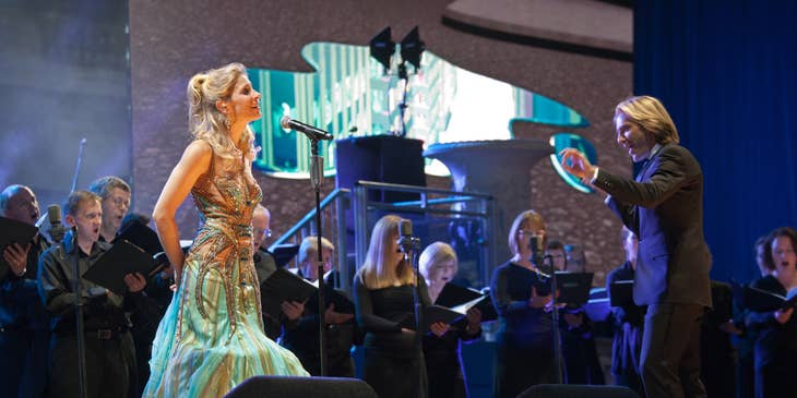 Music director directing a concert performance.