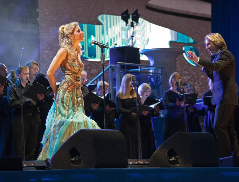 Music director directing a concert performance.