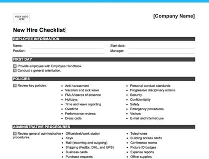 Checklist template for businesses.