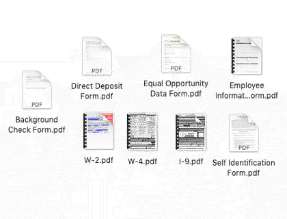 Forms and processes for new hires.