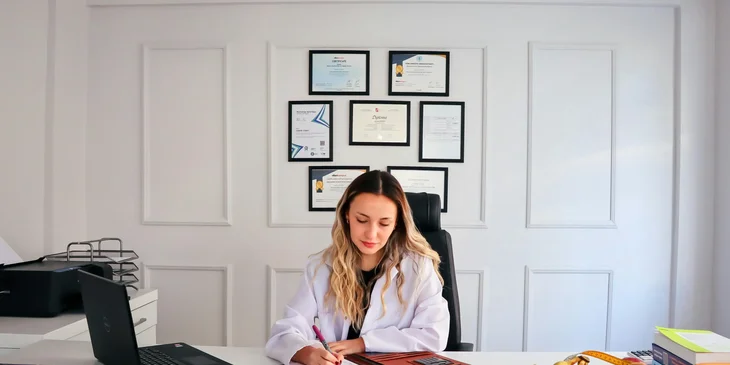A nutritionist creating a meal plan.