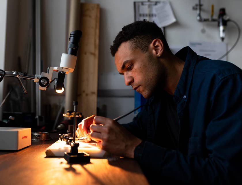 The ocularist is constructing ocular prostheses.