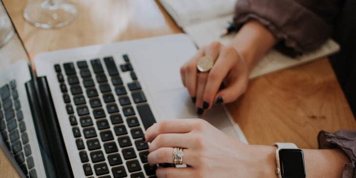 Online marketer creating email campaigns for different target audiences.