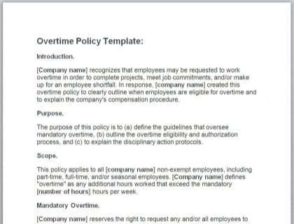 Free overtime policy template in Word format.