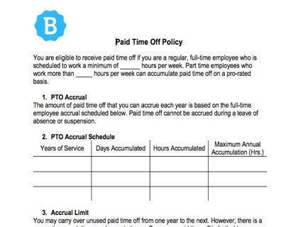 A free Paid Time Off Policy template.