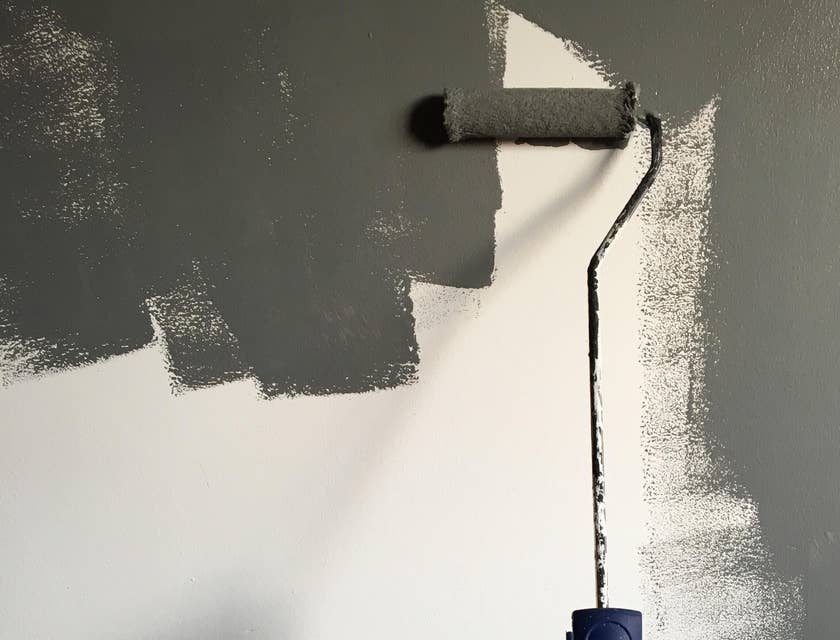 Painter painting a wall with a roller