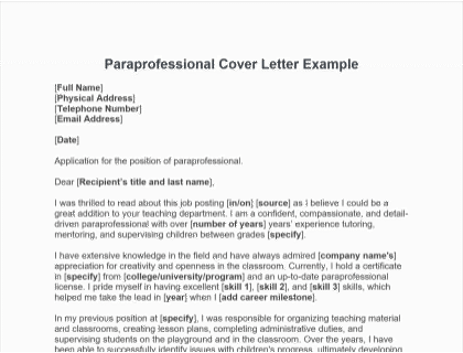 Paraprofessional Cover Letter