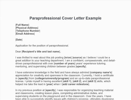paraprofessional cover letter template.