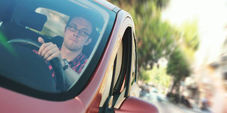 Personal driver on the way to pick up a client to transport her to her destination.