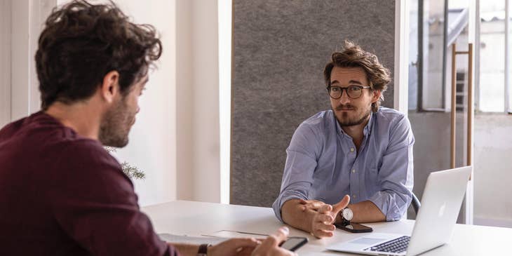 Man asking personality interview questions