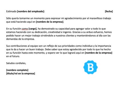 Plantilla carta de agradecimiento profesional