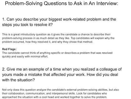 interview questions about problem solving