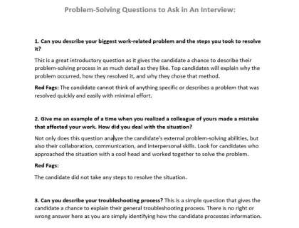 example interview questions problem solving
