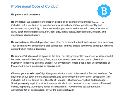 Professional Code Of Conduct