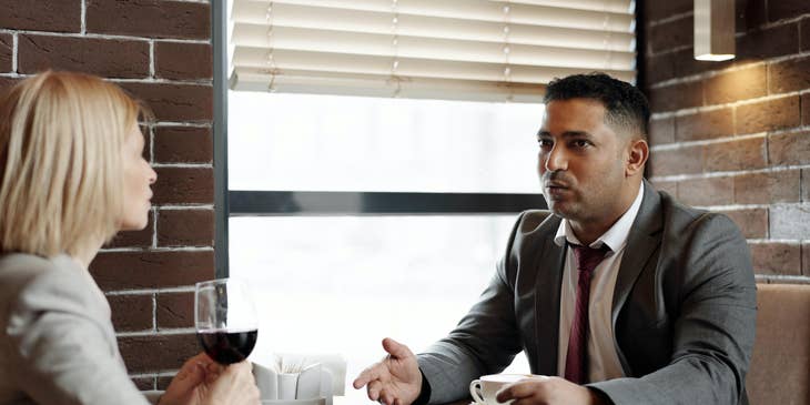 Property consultant asking the client various questions to help her find a good property
