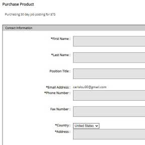 Fill in your contact details, company, and job information.