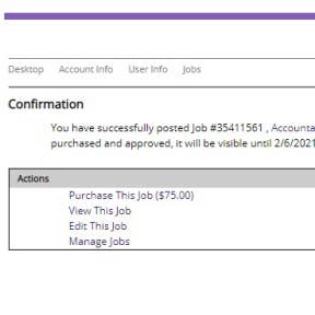 Edit and purchase your job posting.