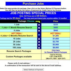 Purchase your job or resume search package.