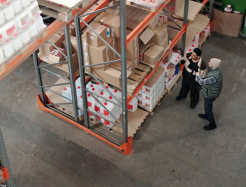 Purchasing agent checking the inventory levels of each item for possible replenishment