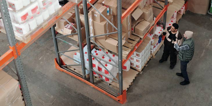 Purchasing Agent checking the inventory levels of each item for possible replenishment