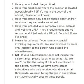 Read through the job advert guidelines.
