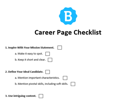 An example of a career page checklist.