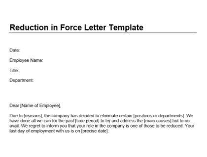 An example of a reduction force letter.