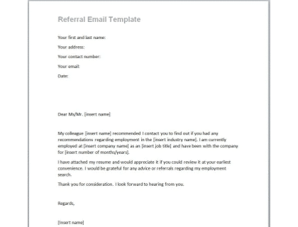 Referral Email Template