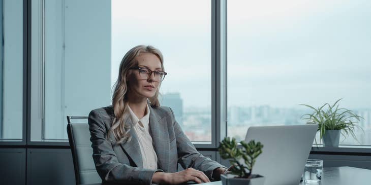 Regional manager preparing the monthly report.