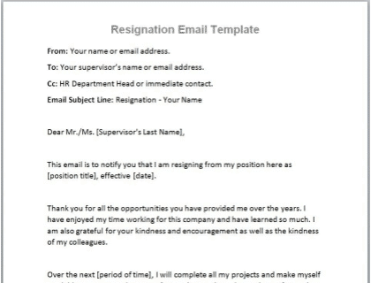 Resignation Email