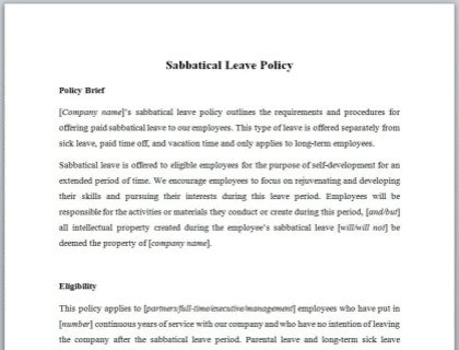 Sabbatical leave policy template.